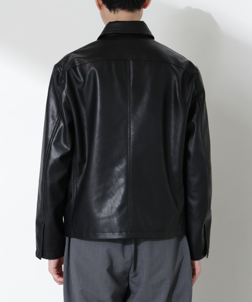NANO universe（ナノユニバース）の「ヴィンテージライクフェイクレザーブルゾン（ブルゾン・メンズ・ブラック/ブラウン・M/L）」の20枚目の写真