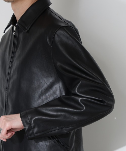NANO universe（ナノユニバース）の「ヴィンテージライクフェイクレザーブルゾン（ブルゾン・メンズ・ブラック/ブラウン・M/L）」の22枚目の写真