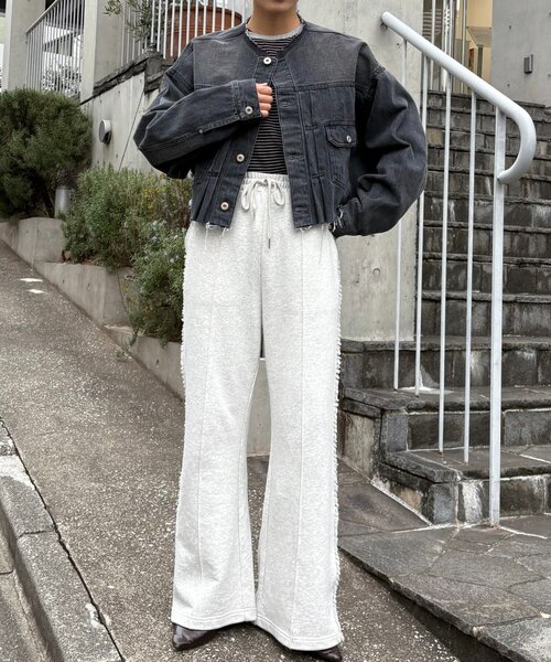 CIAOPANIC TYPY（チャオパニックティピー）の「フリンジ微フレアスウェットパンツ（その他パンツ・レディース・オフホワイト/グレー・ONE SIZE）」の8枚目の写真