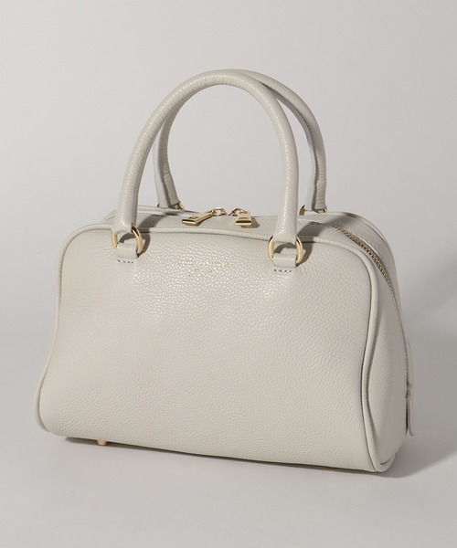 CHRISTIAN VILLA（クリスチャンヴィラ）の「【CHRISTIAN VILLA/クリスチャンヴィラ】 シュリンクレザー ミニボストン 2WAYショルダーバッグ（ボストンバッグ・レディース・ブラック/アイボリー/グレー・FREE）」の2枚目の写真