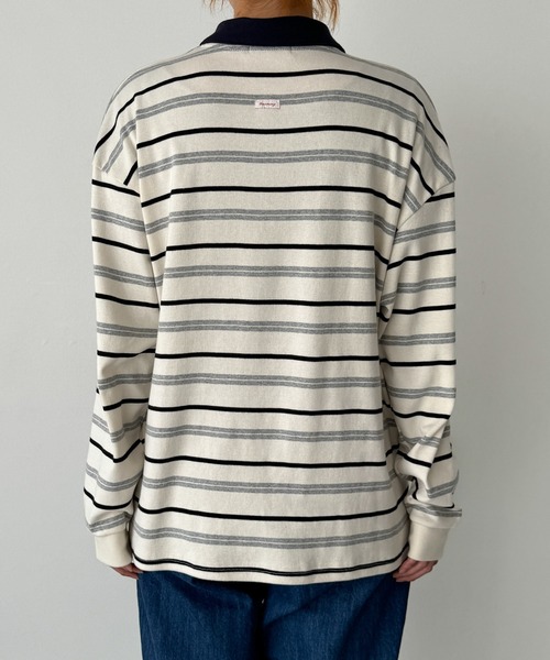 CANAL JEAN（キャナルジーン）の「ARE ING　ボーダーポロシャツ（ポロシャツ・レディース・アイボリー/グレー・ONE SIZE）」の13枚目の写真