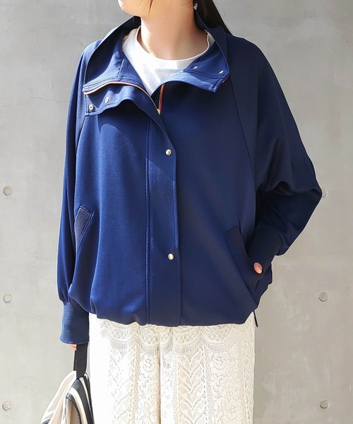 レモネード　定価 ¥14,300 ジャケットダンボールドットボタンブルゾン libelle more｜ダンボールポンチノーカラーフレアーブルゾン