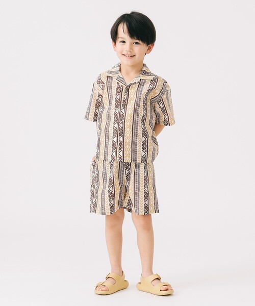 B:MING by BEAMS(ビーミングバイビームス)の「【セットアップ対応】エスニック 柄 ショーツ 2025SS(100~140cm)(その他パンツ・キッズ・ネイビー/ブラウン・110/130/100/120/140)」の4枚目の写真