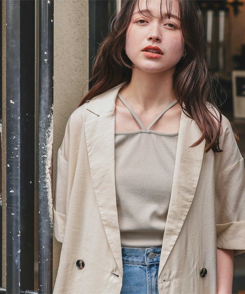 titivate（ティティベイト）の「前後2wayデザインリブタンクトップ（タンクトップ・レディース・グレイッシュベージュ/アイボリー/ブラック/ブラウン/チャコール/イエロー・S/M/L）」の5枚目の写真