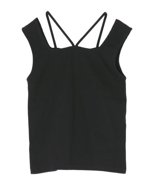 titivate（ティティベイト）の「前後2wayデザインリブタンクトップ（タンクトップ・レディース・グレイッシュベージュ/アイボリー/ブラック/ブラウン/チャコール/イエロー・S/M/L）」の12枚目の写真