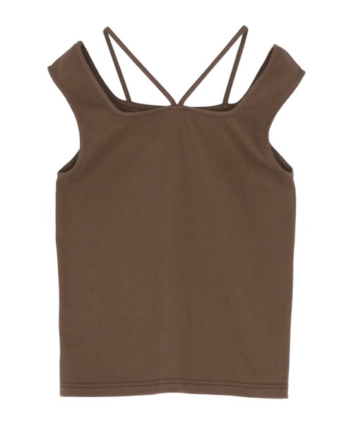 titivate（ティティベイト）の「前後2wayデザインリブタンクトップ（タンクトップ・レディース・グレイッシュベージュ/アイボリー/ブラック/ブラウン/チャコール/イエロー・S/M/L）」の14枚目の写真