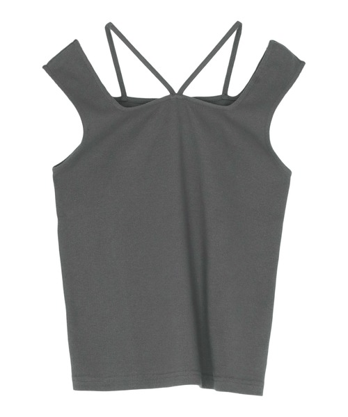 titivate（ティティベイト）の「前後2wayデザインリブタンクトップ（タンクトップ・レディース・グレイッシュベージュ/アイボリー/ブラック/ブラウン/チャコール/イエロー・S/M/L）」の13枚目の写真