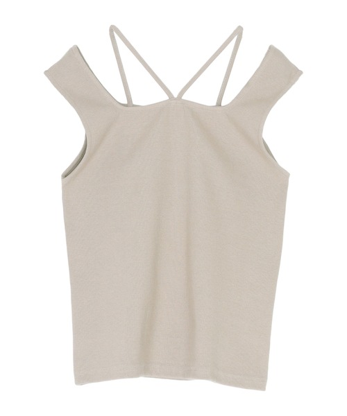titivate（ティティベイト）の「前後2wayデザインリブタンクトップ（タンクトップ・レディース・グレイッシュベージュ/アイボリー/ブラック/ブラウン/チャコール/イエロー・S/M/L）」の15枚目の写真