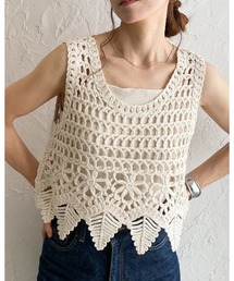 She's Closet（シーズクローゼット）の「綿100％ショート丈かぎ編みクロシェベストビスチェ（ベスト）」