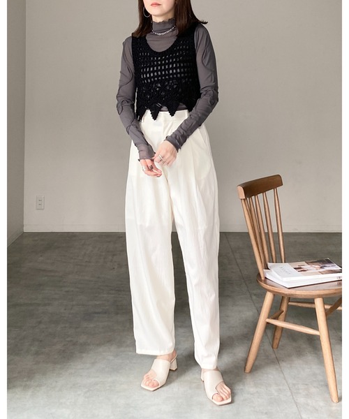 ★美品 チコ ベージュ/紺 ベスト・ジレ・ビスチェ FREE SIZE REAL STYLE（ファッション） ベスト レディース トップス 春夏