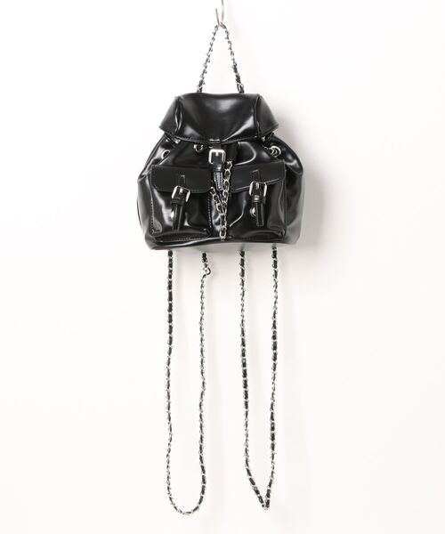 セール】ダブルポケットチェーンひもナップサック（ショルダーバッグ