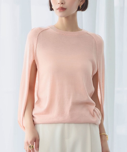 ELFRANK（エルフランク）の「ケープスリットスリーブニットプルオーバー（ニット/セーター・レディース・ブラック/グリーン/オフホワイト/ベージュ/レッド/ピンク・FREE）」の11枚目の写真