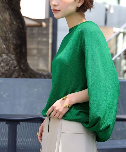 ELFRANK（エルフランク）の「ケープスリットスリーブニットプルオーバー（ニット/セーター・レディース・ブラック/グリーン/オフホワイト/ベージュ/レッド/ピンク・FREE）」の21枚目の写真