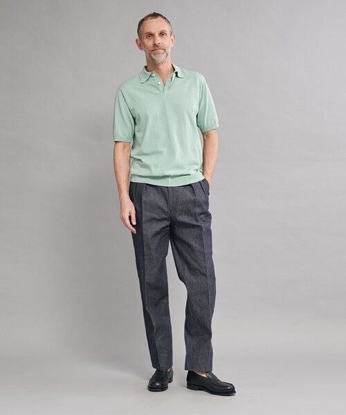 SOVEREIGN（ソブリン）の「＜SOVEREIGN＞ ハイツイスト コットン ニットポロシャツ（ポロシャツ・メンズ・ライム/オレンジ系その他/ブラック・M/L）」の10枚目の写真