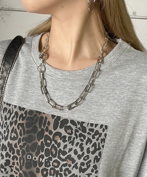 non-hedge(ノンヘッジ)の「ヒョウ柄半袖ビッグTシャツ(Tシャツ/カットソー・レディース・ブラック/オフホワイト/グレー・FREE)」の13枚目の写真