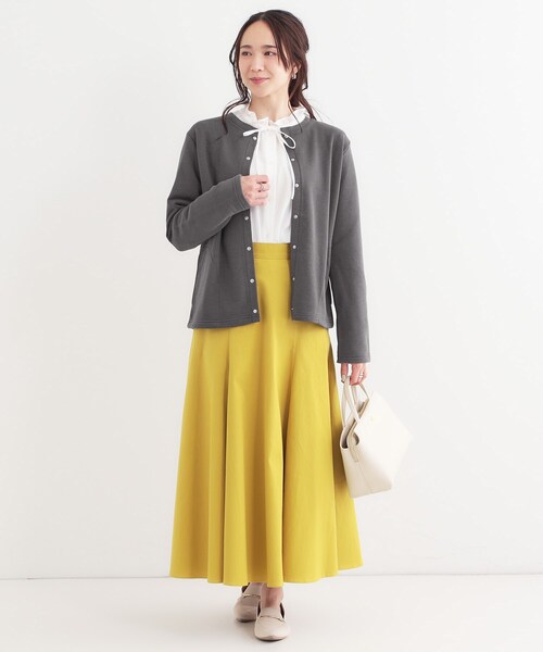 SHOO・LA・RUE（シューラルー）の「【洗える/S-LL】大人カジュアルコーデに ミニ裏毛スナップカーディガン（カーディガン/ボレロ・レディース・ライトグレー/ホワイト/ピンク系/チャコールグレー・01/04/03/02）」の11枚目の写真