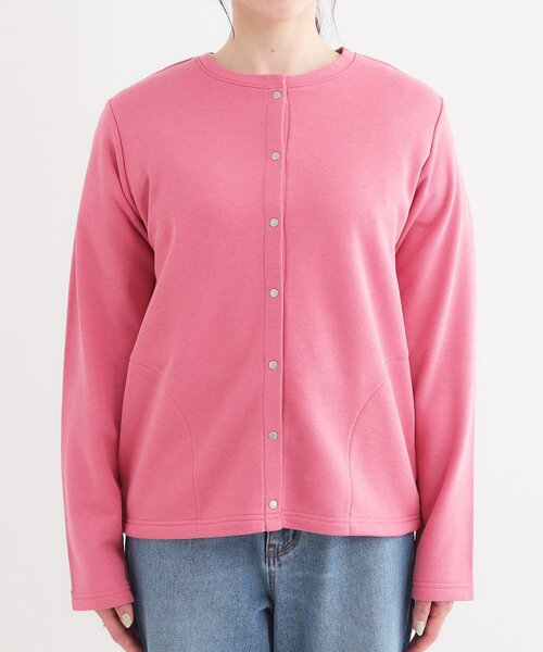 SHOO・LA・RUE（シューラルー）の「【洗える/S-LL】大人カジュアルコーデに ミニ裏毛スナップカーディガン（カーディガン/ボレロ・レディース・ライトグレー/ホワイト/ピンク系/チャコールグレー・01/04/03/02）」の21枚目の写真