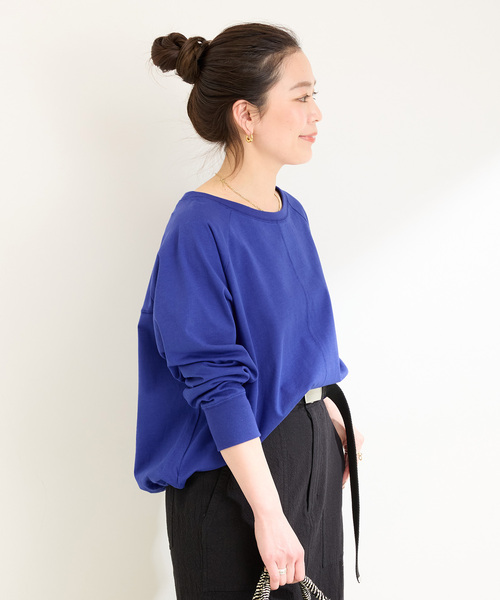 ETRO ペイズリーダークブルーコットンクルーネック半袖Tシャツ 手洗い可 / 裾ドロストロンTEE(Tシャツ/カットソー)|B.C