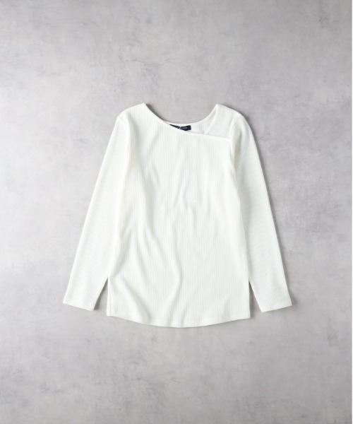 HONEYSUCKLE ROSE(ハニーサックルローズ)の「HONEYSUCKLE ROSE(ハニーサックルローズ)【レディース】アシメカット長袖Tシャツ(Tシャツ/カットソー・レディース・ピンク/オフホワイト/ブラック・L/M)」の2枚目の写真