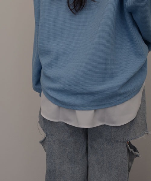Mayree（メイリー）の「【resonance】フロントボタン ヘムトップスデザイン レイヤードシャツ/つけ裾（その他トップス・レディース・ホワイト/ブラック・FREE）」の5枚目の写真