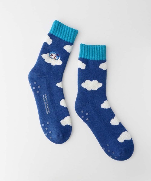ドラえもん メンズ 雲でお昼寝刺繍 内起毛 足底すべり止め付き