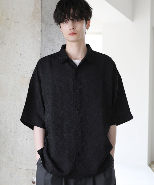 ZAFUL ケーブル ジャカード テクスチャー 半袖 シャツ【送料込】 テクスチャージャカードシャツ - ブラック | ZARA Japan / 日本