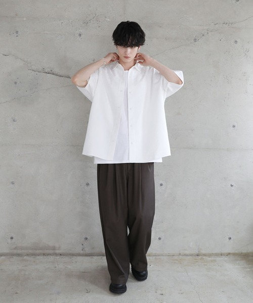 ETELIO（エテリオ）の「総柄ジャガードワイドドレープ半袖シャツ（シャツ/ブラウス・メンズ・ブラック/ホワイト/ブルーグレー/チャコール/ワイン・XL/S/M/L）」の12枚目の写真