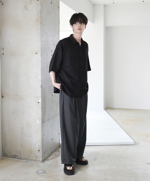 ETELIO（エテリオ）の「総柄ジャガードワイドドレープ半袖シャツ（シャツ/ブラウス・メンズ・ブラック/ホワイト/ブルーグレー/チャコール/ワイン・XL/S/M/L）」の20枚目の写真