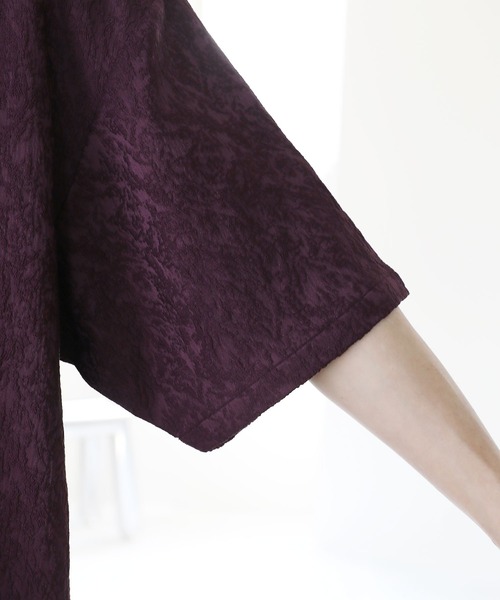 ETELIO（エテリオ）の「総柄ジャガードワイドドレープ半袖シャツ（シャツ/ブラウス・メンズ・ブラック/ホワイト/ブルーグレー/チャコール/ワイン・XL/S/M/L）」の7枚目の写真