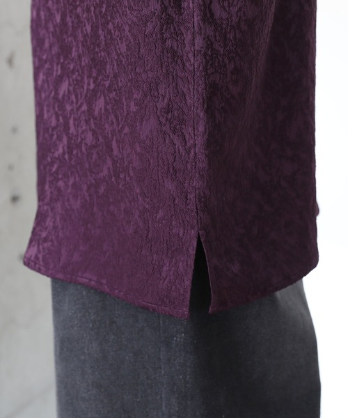 ETELIO（エテリオ）の「総柄ジャガードワイドドレープ半袖シャツ（シャツ/ブラウス・メンズ・ブラック/ホワイト/ブルーグレー/チャコール/ワイン・XL/S/M/L）」の8枚目の写真