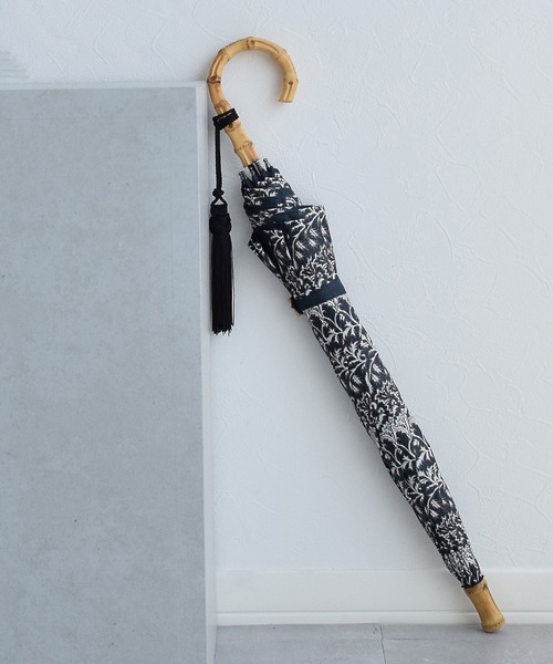 utatane（ウタタネ）の「日傘 完全遮光100％ 晴雨兼用 インド更紗ストライプ（長傘・レディース・クリーム/アーミー/ダークグレー/ダークインディゴブルー・FREE）」の15枚目の写真