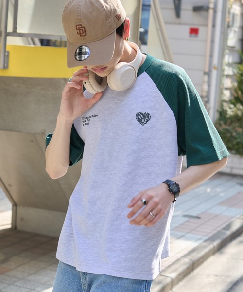 WEGO（ウィゴー）の「WEGO/ワッフルラグランT（Tシャツ/カットソー・メンズ・ネイビー/オフホワイト/アッシュグレー・MEDIUM/LARGE）」の15枚目の写真