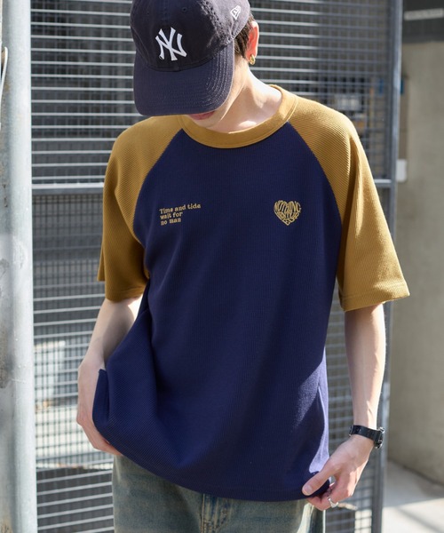 WEGO（ウィゴー）の「WEGO/ワッフルラグランT（Tシャツ/カットソー・メンズ・ネイビー/オフホワイト/アッシュグレー・MEDIUM/LARGE）」の14枚目の写真