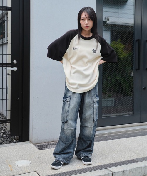 WEGO（ウィゴー）の「WEGO/ワッフルラグランT（Tシャツ/カットソー・メンズ・ネイビー/オフホワイト/アッシュグレー・MEDIUM/LARGE）」の7枚目の写真