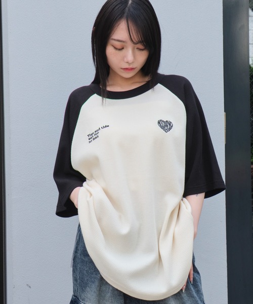 WEGO（ウィゴー）の「WEGO/ワッフルラグランT（Tシャツ/カットソー・メンズ・ネイビー/オフホワイト/アッシュグレー・MEDIUM/LARGE）」の12枚目の写真