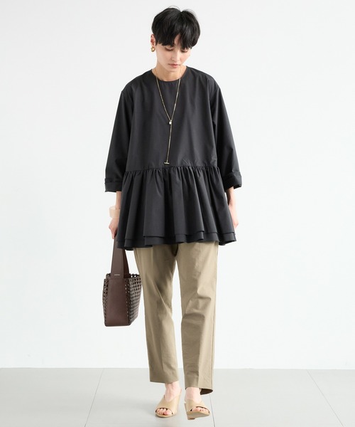 BARNYARDSTORM(バンヤードストーム)の「BARNYARDSTORM / リネンストレッチスティックパンツ【WEB限定サイズ】<セットアップ対応>(その他パンツ・レディース・ブラック/ベージュ/カーキ・1/2/0)」の4枚目の写真