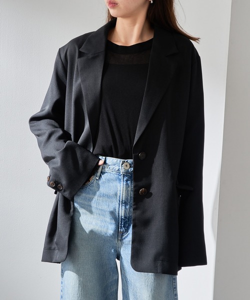 MAISON BREEZE（メゾンブリーズ）の「【MAISON BREEZE】リネンタッチテーラードジャケット XNN（テーラードジャケット・レディース・グレイッシュベージュ/ブラック・FREE）」の6枚目の写真