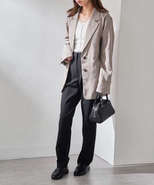 MAISON BREEZE（メゾンブリーズ）の「【MAISON BREEZE】リネンタッチテーラードジャケット XNN（テーラードジャケット・レディース・グレイッシュベージュ/ブラック・FREE）」の10枚目の写真