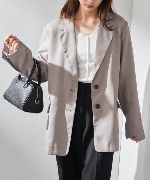 MAISON BREEZE（メゾンブリーズ）の「【MAISON BREEZE】リネンタッチテーラードジャケット XNN（テーラードジャケット・レディース・グレイッシュベージュ/ブラック・FREE）」の12枚目の写真