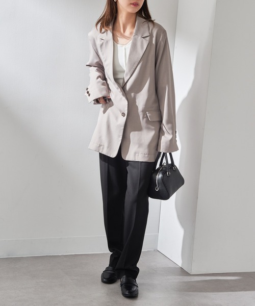 MAISON BREEZE（メゾンブリーズ）の「【MAISON BREEZE】リネンタッチテーラードジャケット XNN（テーラードジャケット・レディース・グレイッシュベージュ/ブラック・FREE）」の9枚目の写真