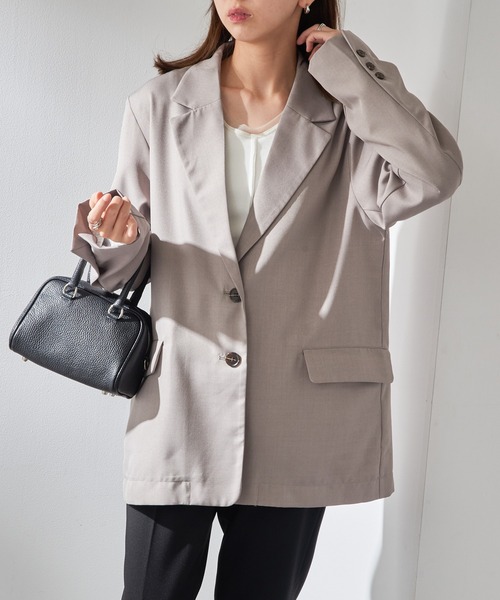 MAISON BREEZE（メゾンブリーズ）の「【MAISON BREEZE】リネンタッチテーラードジャケット XNN（テーラードジャケット・レディース・グレイッシュベージュ/ブラック・FREE）」の14枚目の写真