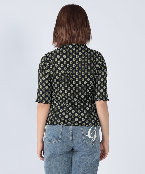 CECIL McBEE(セシルマクビー)の「花柄ジャガードレースメロー半袖トップス(Tシャツ/カットソー・レディース・アイボリー/サックスブルー/ブラック・MEDIUM/LARGE)」の9枚目の写真