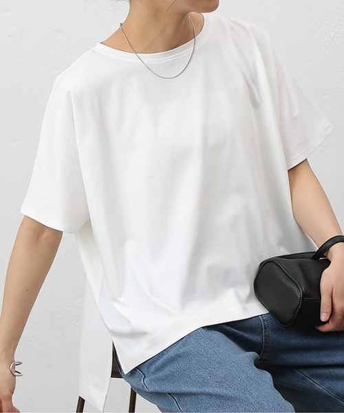 COLONY 2139(コロニートゥーワンスリーナイン)の「プレーティング天竺フレアTシャツ(Tシャツ/カットソー・レディース・ブラック/チャコールグレー/ホワイト/ブラウン・FREE)」の2枚目の写真