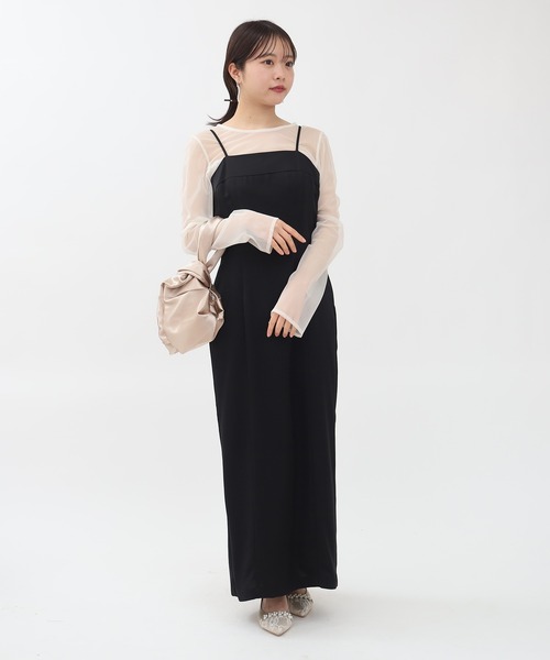 TRUDEA（トルディア）の「タフタ/チュールトップス×キャミワンピースドレス(３点セット)（ドレス・レディース・ベージュ/ブラウン/チャコールグレー・MEDIUM/LARGE）」の7枚目の写真