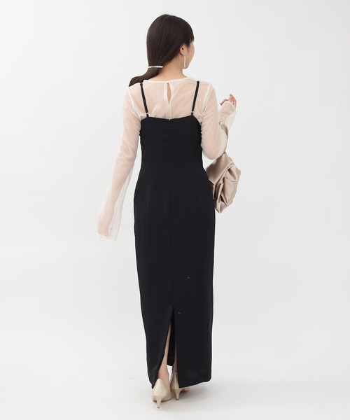 TRUDEA（トルディア）の「タフタ/チュールトップス×キャミワンピースドレス(３点セット)（ドレス・レディース・ベージュ/ブラウン/チャコールグレー・MEDIUM/LARGE）」の9枚目の写真