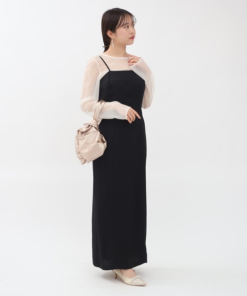 TRUDEA（トルディア）の「タフタ/チュールトップス×キャミワンピースドレス(３点セット)（ドレス・レディース・ベージュ/ブラウン/チャコールグレー・MEDIUM/LARGE）」の10枚目の写真
