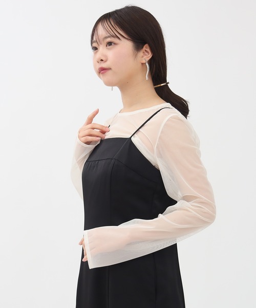 TRUDEA（トルディア）の「タフタ/チュールトップス×キャミワンピースドレス(３点セット)（ドレス・レディース・ベージュ/ブラウン/チャコールグレー・MEDIUM/LARGE）」の12枚目の写真