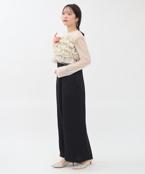 TRUDEA（トルディア）の「タフタ/チュールトップス×キャミワンピースドレス(３点セット)（ドレス・レディース・ベージュ/ブラウン/チャコールグレー・MEDIUM/LARGE）」の5枚目の写真