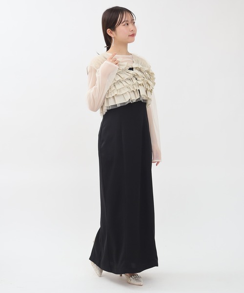 TRUDEA（トルディア）の「タフタ/チュールトップス×キャミワンピースドレス(３点セット)（ドレス・レディース・ベージュ/ブラウン/チャコールグレー・MEDIUM/LARGE）」の6枚目の写真