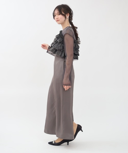 TRUDEA（トルディア）の「タフタ/チュールトップス×キャミワンピースドレス(３点セット)（ドレス・レディース・ベージュ/ブラウン/チャコールグレー・MEDIUM/LARGE）」の16枚目の写真